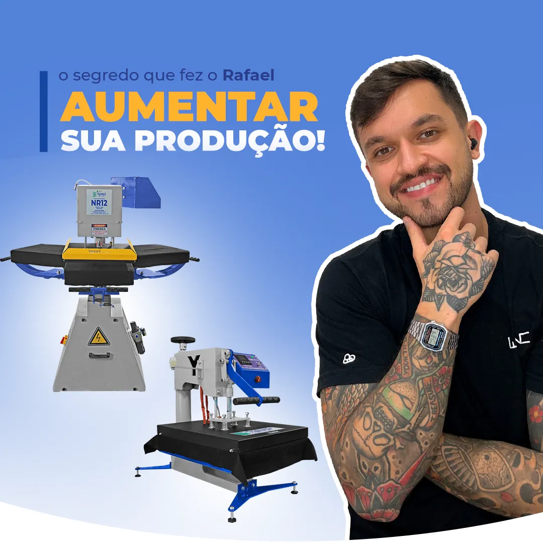 Rafael com a Prensa Manual e Giratória 3 Berços da Yguaçú Máquinas